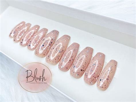 Iced Mocha Nude Luxury Glitter Shiny Glitter Fake Press On Etsy
