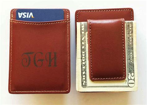 Personalized Leather Wallet Money Clip - Monogrammed Wallet ...