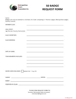 Fillable Online Request Form Badges February Doc Fax Email