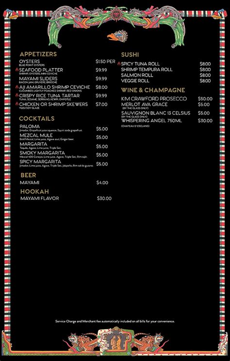 Mayami Wynwood Happy Hour Menu