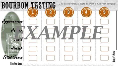 Bourbon Tasting Sheet Bourbon Tasting Card Printable Bourbon Tasting