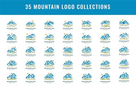 Collection De Cr Ations De Logos De Montagne Vecteur Premium