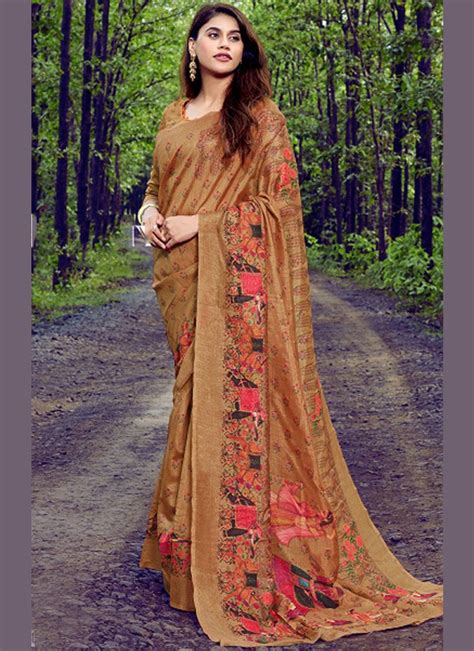 Buy Online Multi Colour Abstract Print Printed Saree 125712