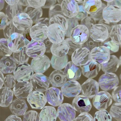 Crystal Ab Faceted Mm Glass Bead