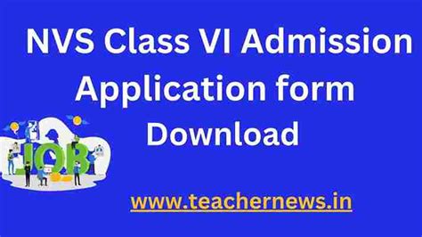 Nvs Class Vi Admission Application Form 2023 Navodaya Vidyalaya