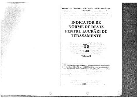 Pdf Ts Indicator De Norme De Deviz Pentru Lucrari De Terasamente Vol