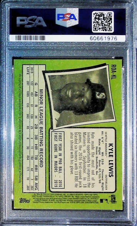 Topps Heritage Real One Autographs Kl Kyle Lewis Rookie Psa