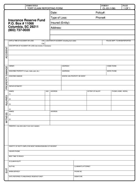 Sc Tort Claim Form Fill Online Printable Fillable Blank Pdffiller