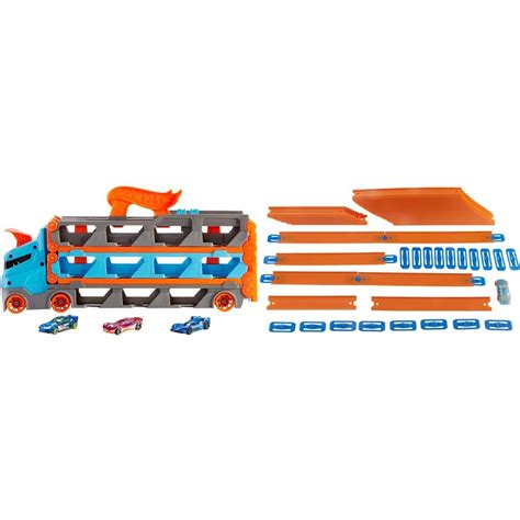 Buy Hot Wheels Speedway Hauler Storage Carrier With 3 1 64 Scale Cars Convertible 6 Foot Drag