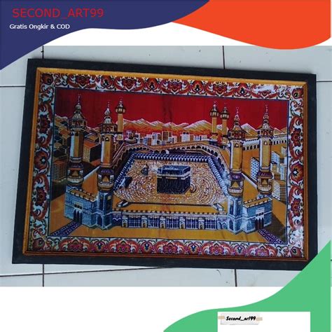 Jual Lukisan Murah Lukisan Cetak Hiasan Dinding Plus Bingkai Gambar Sajadah Makkah Wall Decor