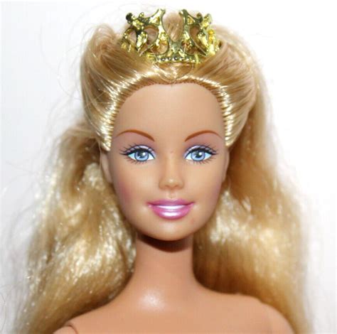 Barbie Doll Nude Princess Long Blonde Hair Blue Eyes Crown Click Knees Euc Ebay