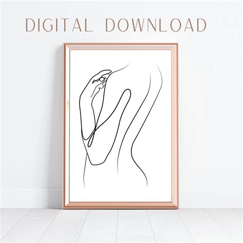 Naked Female Body Silhouette One Line Art Lady Female Erotic Sensual Sexy Bedroom Art Abstract