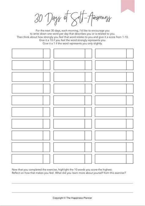 10 Days To Self Esteem Worksheets