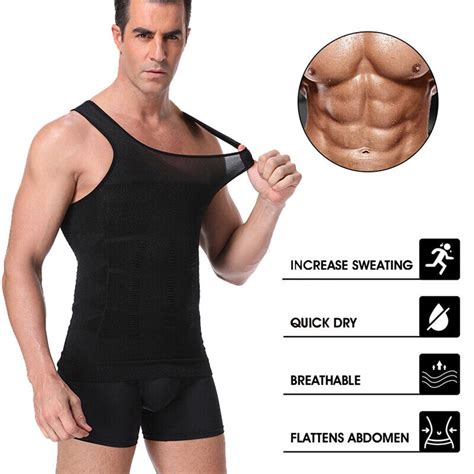 Men S Slimming Body Shaper Vest Abs Abdomen Compression Shirt Fitness