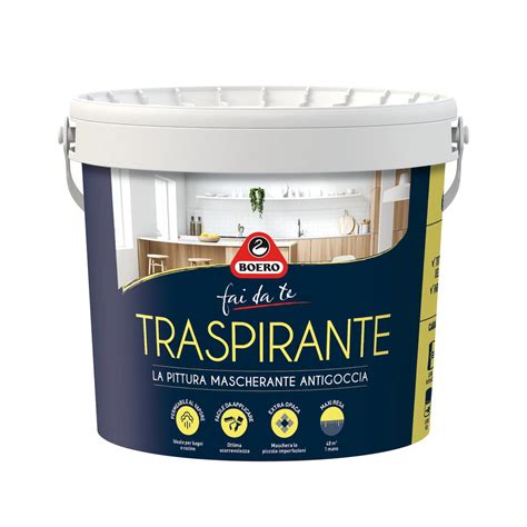 Pittura Per Interni Traspirante BOERO Traspirante Bianco Opaco 4 L