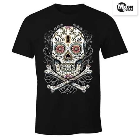 Herren T Shirt Totenkopf Blumen Skull Comfort Fit Moonworks In T Shirts