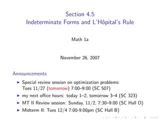 Lesson Indeterminate Forms And L H Pital S Rule Ppt