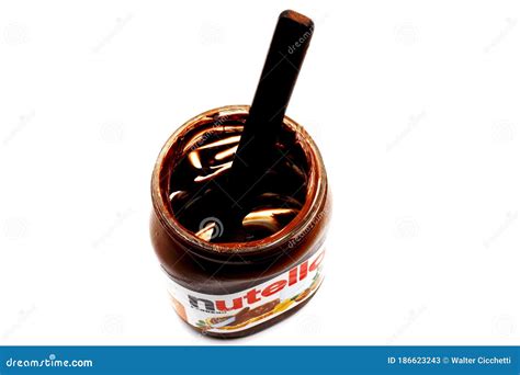 Empty Nutella Jar Hazelnut Spread With Cocoa Produced By Ferrero