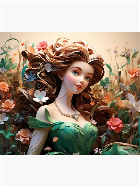 "an mage of a disney princess in a flower arrangemen paper cut out art" Sticker for Sale by ...