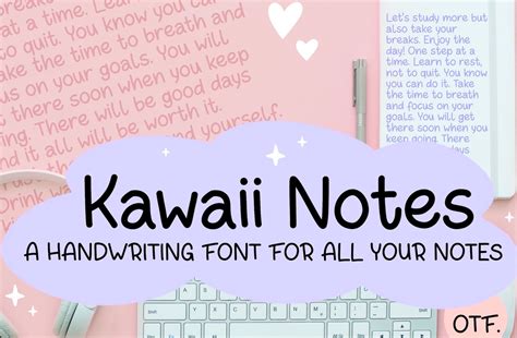 Kawaii Notes handwriting font, a Sans Serif Font by laura.design