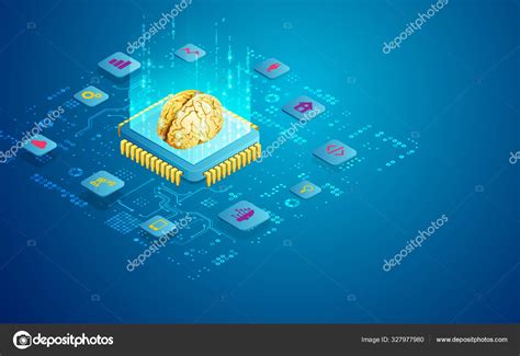 Concepto Internet Las Cosas Iot Microchip Cerebro Inteligencia