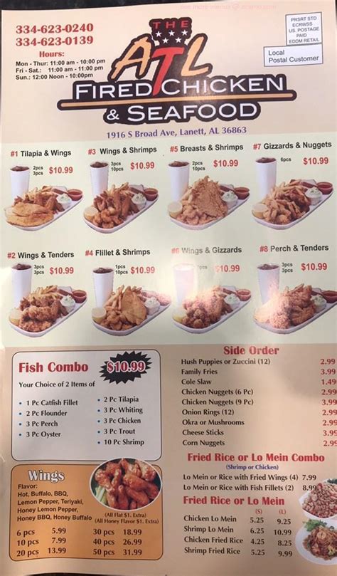 Online Menu Of Atl Chicken And Seafood Restaurant Lanett Alabama