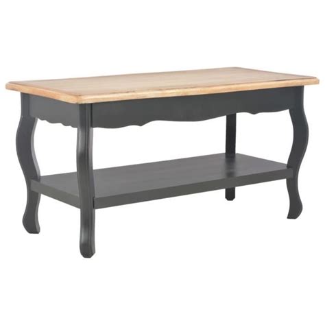 TOP ZHU Table Basse Noir Et Marron 87 5x42x44 Cm Bois De Pin Massif