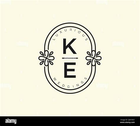 KE Initials Letter Wedding Monogram Logos Template Hand Drawn Modern