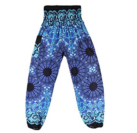 Nuofengkudu Dame Hippie Hose Pumphose Haremshose Boho Gemustert