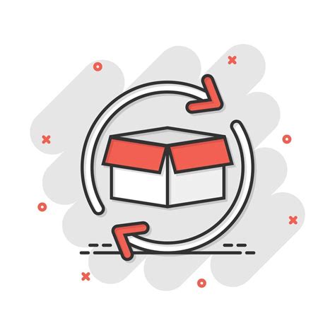 Vector Cartoon Box Package Return Icon In Comic Style Delivery Box