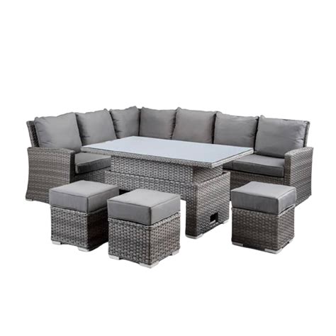 Catalina Brown Rattan Corner Garden Set Grey Rattan Garden Sets