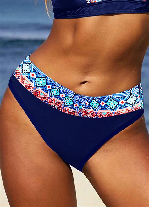 Mid Waisted Tribal Print Navy Bikini Bottom Modlily Usd