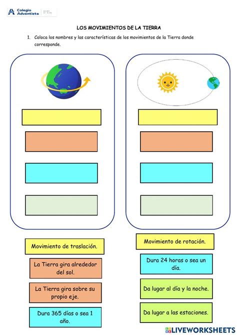 Los Movimientos De La Tierra Exercise For Primer Grado Medioevo