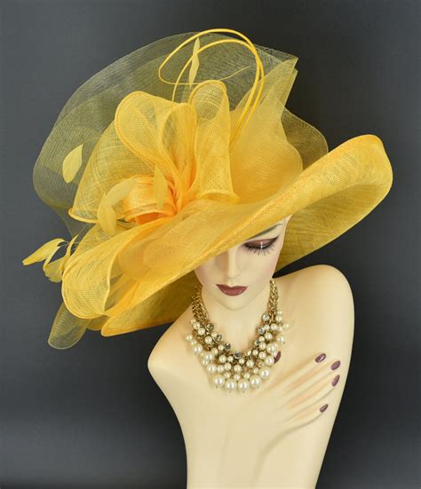 M22020 Yellow Gold Hatkentucky Derby Hat Wedding Hat Royal Ascot Hat