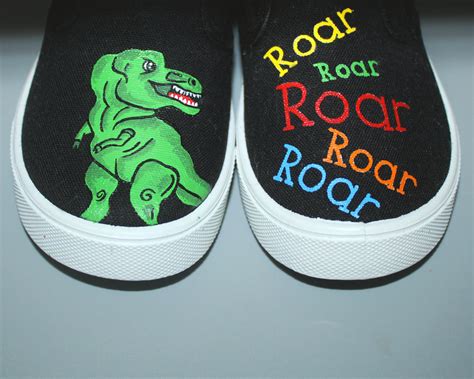 Childrens Hand Painted Dinosaur Shoes Customized Etsy