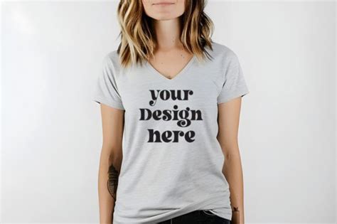 Athletic Heather 3005 V Neck Mockup Graphic By MockupStore Creative