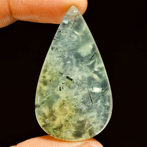 Natural Prehnite Pear Shape Cabochon Loose Gemstone 54 5 Ct 43X25X6 Mm