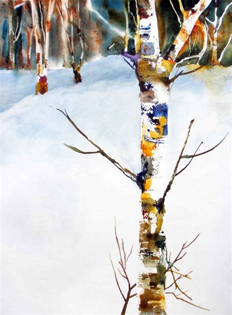 Watercolor Birch Trees Snow At Getdrawings Free Download