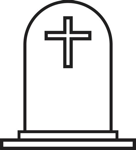 Tombstone With Cross Icon Funeral Sign