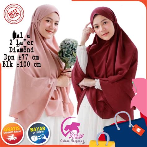 Jual Free Cadar Layer Khimar Syari Segi Empat Instan Dua Layer