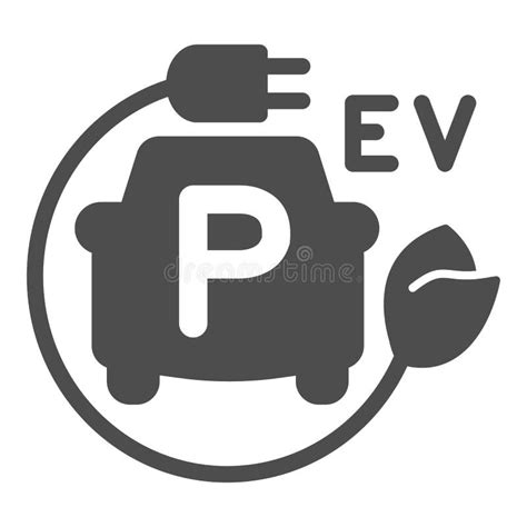 Car Parking With Ev Charging Line Icon Electric Car Concept