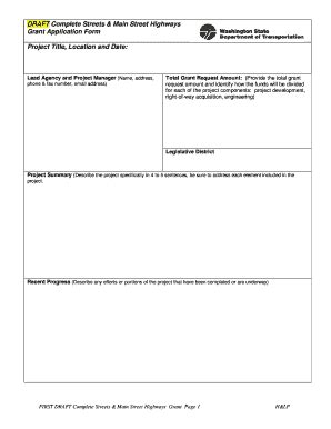 Fillable Online Wsdot Wa FIRSTDRAFT GrantApplicationForm Doc Wsdot Wa