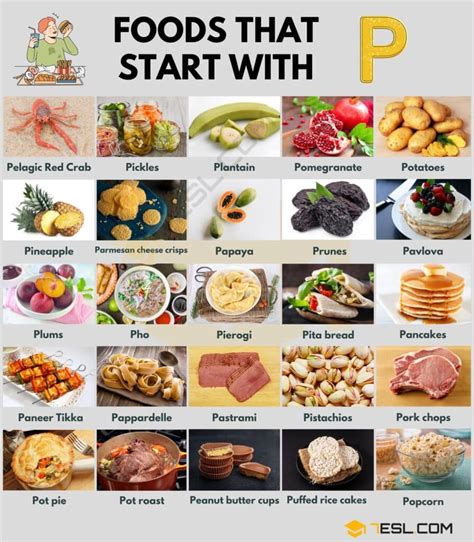 70 Foods That Start With P In English 7ESL