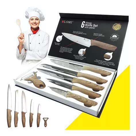 Set X6 Juego De Cuchillos Lujo Pelador Cocina Profesional Cuotas