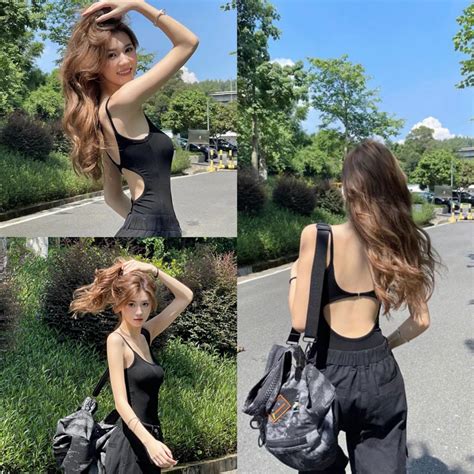Street Style Hot Girl One Piece Hollow Sexy Backless With Pad Camisole Spaghetti Strap Sando Bra