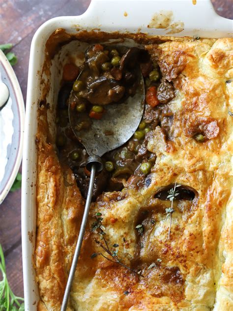 Guinness and Mushroom Cottage Puff Pastry Meat Pie - Butternut and Sage