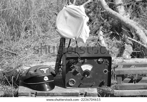 German Military Radio During Historical Reenactment Stock Photo