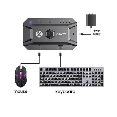 Bluetooth Hub USB 5.0 Converter Wired Keyboard&Mouse to Wireless Hub Adapter Support 8 Devices ...