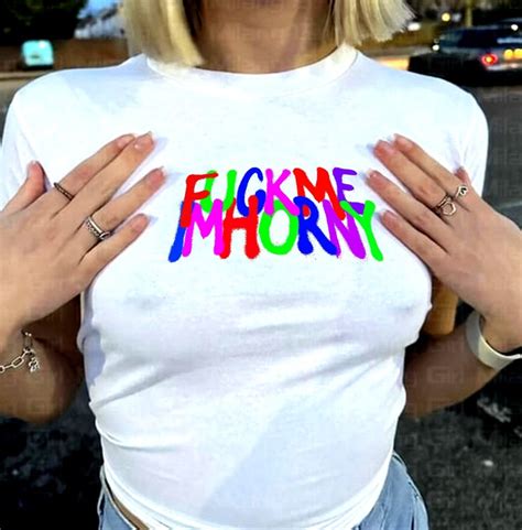 Fuck Me Im Horny Y2K Baby Tee Crop Top Rude Slogan Tee Paris Hilton 2000s 90s Grunge Punk Goth
