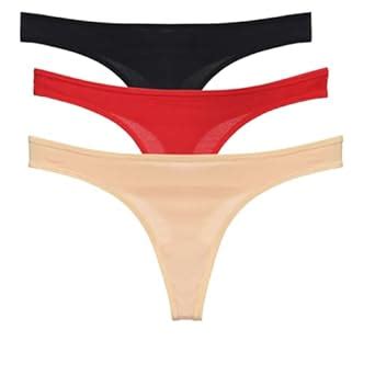 Buy BRUCHI CLUB Women S Thong Bikini Underwear 3 Pack Black Red